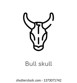 outline bull skull vector icon. isolated black simple line element illustration from wild west concept. editable vector stroke bull skull icon on white background
