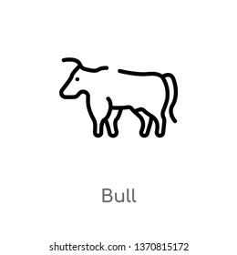 outline bull vector icon. isolated black simple line element illustration from animals concept. editable vector stroke bull icon on white background