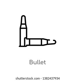 outline bullet vector icon. isolated black simple line element illustration from wild west concept. editable vector stroke bullet icon on white background