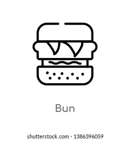outline bun vector icon. isolated black simple line element illustration from gastronomy concept. editable vector stroke bun icon on white background