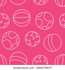 Outline Bunch of Ball Vector Seamless Pattern illustration Design