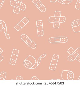 Outline Bunch of Bandage Vector Seamless Pattern illustration Design