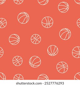 Outline Bunch of Basketball Vector Seamless Pattern illustration Design