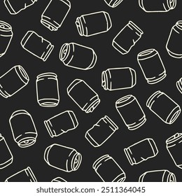 Outline Bunch of Can Vector Seamless Pattern illustration Design