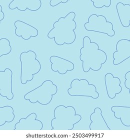 Outline Bunch of Cloud Vector Seamless Pattern illustration Design