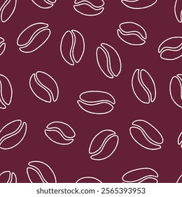 Outline Bunch of Coffee Bean Vector Seamless Pattern illustration Design