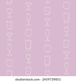 Outline Bunch of Cup Seamless Pattern Vector illustration Design