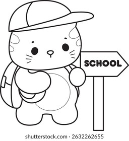 Outline of a bunch of cute cat with various activities.
Lineart of kawaii animal kitty for scrapbook and sticker.
outline of kitten want to going to school
