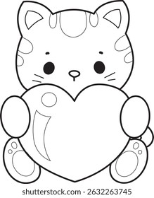 Contorno de um bando de gato bonito com várias atividades.
Lineart de kawaii animal kitty para scrapbook e adesivo.
esboço de gatinho trazer um sinal de amor
