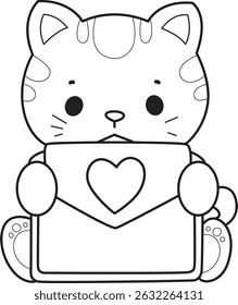 Outline of a bunch of cute cat with various activities.
Lineart of kawaii animal kitty for scrapbook and sticker.
outline of kitten bring a love letter
