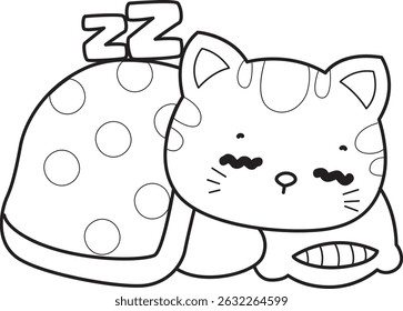 Outline of a bunch of cute cat with various activities.
Lineart of kawaii animal kitty for scrapbook and sticker.
outline of kitten sleeping with blanket
