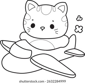 Outline of a bunch of cute cat with various activities.
Lineart of kawaii animal kitty for scrapbook and sticker.
outline of kitten riding a plane
