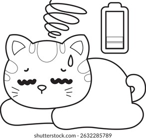 Outline of a bunch of cute cat with various activities.
Lineart of kawaii animal kitty for scrapbook and sticker.
outline of kitten is in the low battery situation
