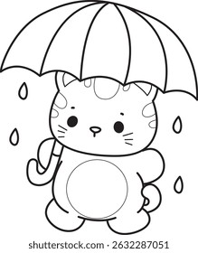 Outline of a bunch of cute cat with various activities.
Lineart of kawaii animal kitty for scrapbook and sticker.
outline of kitten bring an umbrella
