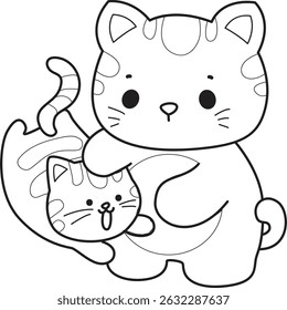 Contorno de um bando de gato bonito com várias atividades.
Lineart de kawaii animal kitty para scrapbook e adesivo.
esboço de gatinho brincando com gatinho

