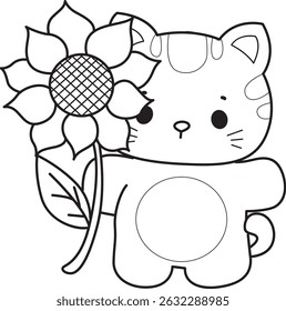 Outline of a bunch of cute cat with various activities.
Lineart of kawaii animal kitty for scrapbook and sticker.
outline of kitten with sun flower
