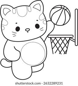 Outline of a bunch of cute cat with various activities.
Lineart of kawaii animal kitty for scrapbook and sticker.
outline of kitten playing a basketball
