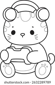 Outline of a bunch of cute cat with various activities.
Lineart of kawaii animal kitty for scrapbook and sticker.
outline of kitten playing a game
