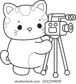 Outline of a bunch of cute cat with various activities.
Lineart of kawaii animal kitty for scrapbook and sticker.
outline of kitten with camera
