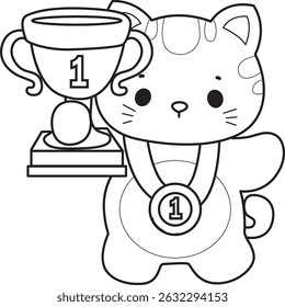 Contorno de um bando de gato bonito com várias atividades.
Lineart de kawaii animal kitty para scrapbook e adesivo.
esboço do gatinho é o vencedor
