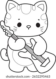 Outline of a bunch of cute cat with various activities.
Lineart of kawaii animal kitty for scrapbook and sticker.
outline of kitten playing an electric guitar
