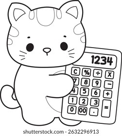 Outline of a bunch of cute cat with various activities.
Lineart of kawaii animal kitty for scrapbook and sticker.
outline of kitten bring a calculator
