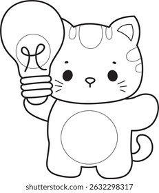 Contorno de um bando de gato bonito com várias atividades.
Lineart de kawaii animal kitty para scrapbook e adesivo.
esboço de gatinho trazer uma lâmpada
