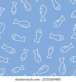 Outline Bunch of Fish Vetor sem emenda padrão ilustração Design