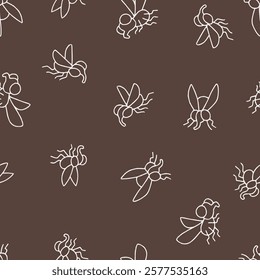 Outline Bunch of Fly Vector Seamless Pattern illustration Design