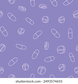 Outline Bunch of Pill Vector Seamless Pattern illustration Design