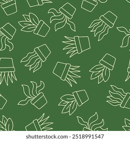 Outline Bunch of Plant Vector Seamless Pattern illustration Design