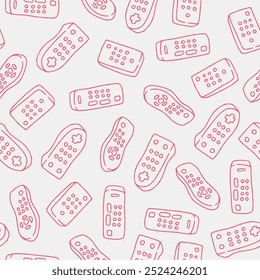 Outline Bunch of Remote  Vector Seamless Pattern illustration Design