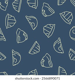 Outline Bunch of Safety Helmet Vector Seamless Pattern illustration Design