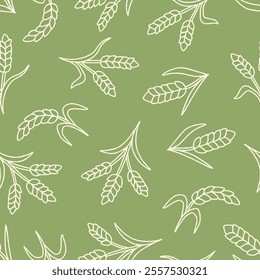 Outline Bunch of Wheat Vector Seamless Pattern illustration Design