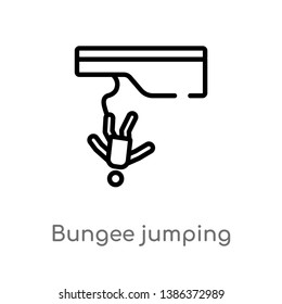outline bungee jumping vector icon. isolated black simple line element illustration from free time concept. editable vector stroke bungee jumping icon on white background