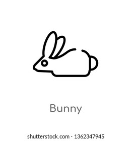 outline bunny vector icon. isolated black simple line element illustration from animals concept. editable vector stroke bunny icon on white background