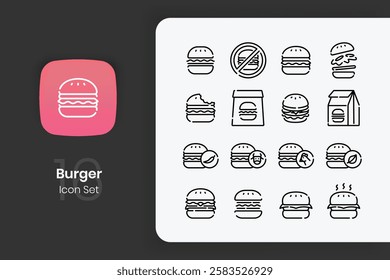 Outline burger icon design set