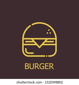 Outline burger vector icon. Burger illustration for web, mobile apps, design. Burger vector symbol.