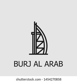 Outline burj al arab vector icon. Burj al arab illustration for web, mobile apps, design. Burj al arab vector symbol.