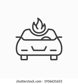Icono de la grabación de contorno del coche. Ilustración vectorial de coche en llamas. Símbolo de web y móvil