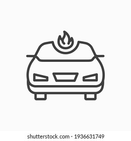 Icono de la grabación de contorno del coche. Ilustración vectorial de coche en llamas. Símbolo de web y móvil
