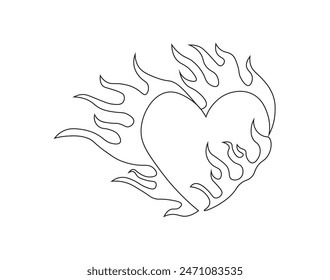 Icono de corazón ardiente. Silueta de corazón con fuego, pictograma de amor ardiente. Ilustración vectorial