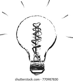 the outline of a burning light bulb on the background of extinct light bulbs.
black and white illustration.
concept of idea