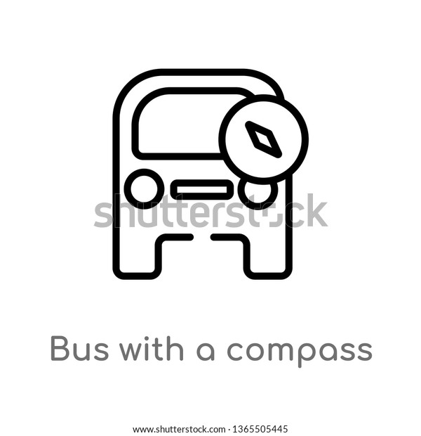 outline bus with\
a compass vector icon. isolated black simple line element\
illustration from mechanicons concept. editable vector stroke bus\
with a compass icon on white\
background