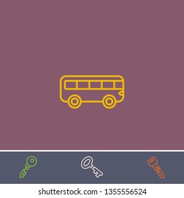 Outline bus icon.Best bus vector, illustrated icon for modern web and mobile design.Bonus broken key symbol