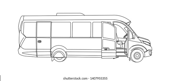 Cartoon Bus Outline High Res Stock Images Shutterstock