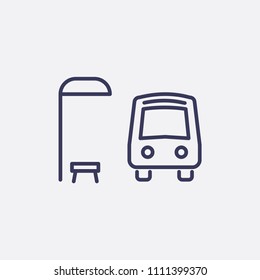 Outline bus stop icon illustration,vector station sign symbol