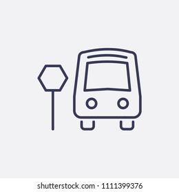 Outline bus stop icon illustration,vector station sign symbol