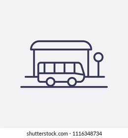 Outline bus stop icon illustration,vector service sign symbol