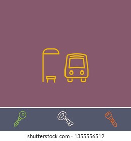 Outline bus stop icon.Best bus stop vector, illustrated icon for modern web and mobile design.Bonus broken key symbol